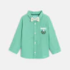 Baby boy's adaptable green cotton and linen shirt