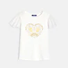 Girl's white T-shirt with short butterfly sleeves