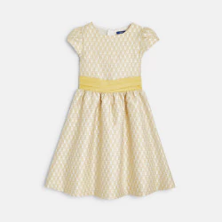 Girl's yellow jacquard dress