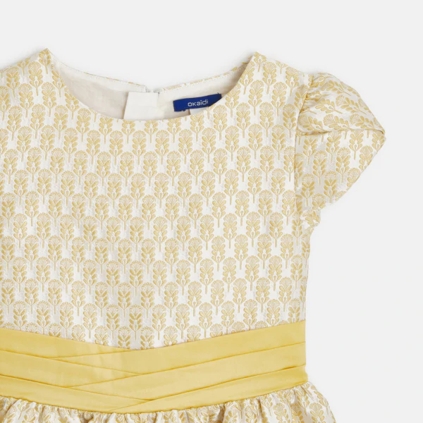 Girl's yellow jacquard dress