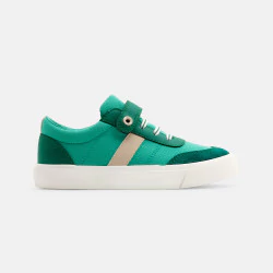 Boy's green canvas Velcro low-top trainers