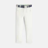 Boy's white slim fit canvas trousers + belt