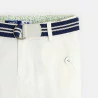 Boy's white slim fit canvas trousers + belt