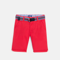 Boy's plain red canvas Bermuda shorts