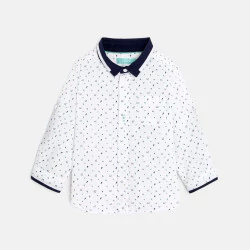 Baby boy's white adaptable palm print cotton shirt