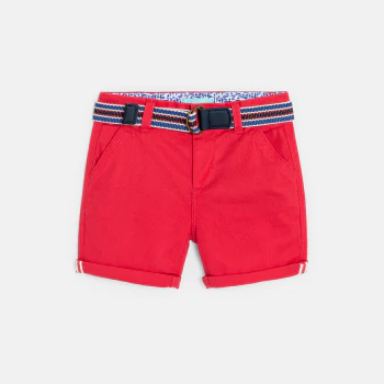 Baby boy's pink textured canvas Bermuda shorts