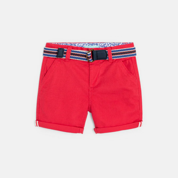 Baby boy's pink textured canvas Bermuda shorts