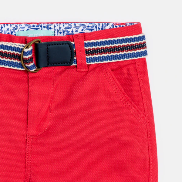 Baby boy's pink textured canvas Bermuda shorts