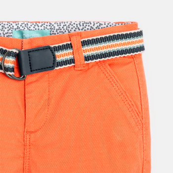 Baby boy's orange textured canvas Bermuda shorts