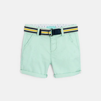 Baby boy's green textured canvas Bermuda shorts