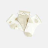 Baby girl's shiny beige socks (set of 3)