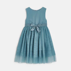 Girl's elegant blue sleeveless dress