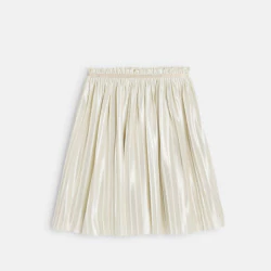 Girl's beige satin pleated skirt
