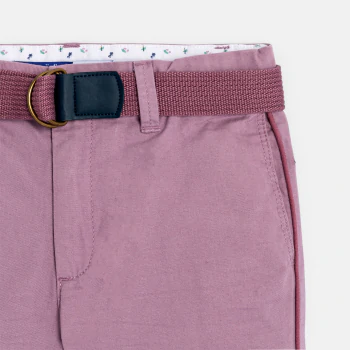 Boy's plain mauve canvas Bermuda shorts