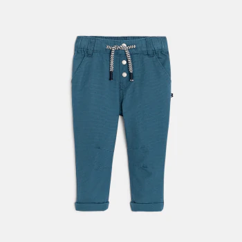 Baby boy's regular blue textured cotton trousers