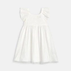 Girl's elegant white broderie anglaise dress