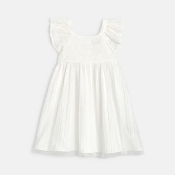 Girl's elegant white broderie anglaise dress