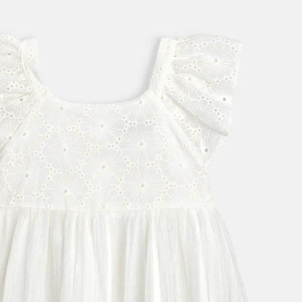 Girl's elegant white broderie anglaise dress