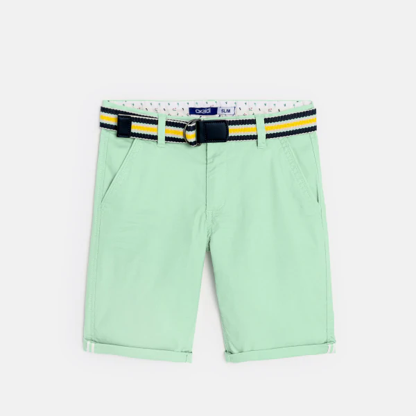 Boy's plain green canvas Bermuda shorts