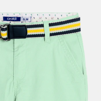 Boy's plain green canvas Bermuda shorts