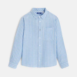 Boy's blue linen striped shirt