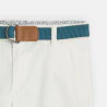 Boy's white canvas Bermuda shorts + belt