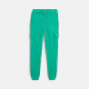 Boy's plain green joggers with cargo pockets