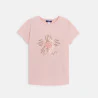 Girl's pink sequinned T-shirt with short sleeves