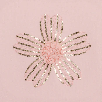 Girl's pink sequinned T-shirt with short sleeves