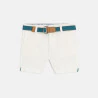 Baby boy's mottled cotton Bermuda shorts with white fabric belt