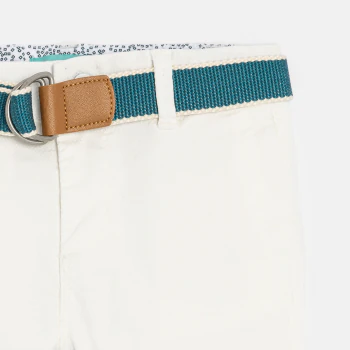 Baby boy's mottled cotton Bermuda shorts with white fabric belt