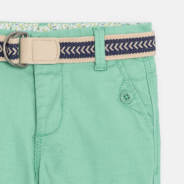 Baby boy's green textured cotton Bermuda shorts