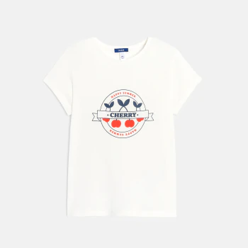 Girl's white short-sleeve T-shirt