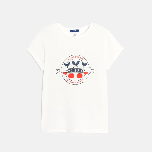 Girl's white short-sleeve T-shirt