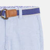 Baby boy's mottled cotton Bermuda shorts with blue fabric belt