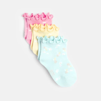 Baby girl's scalloped floral yellow socks