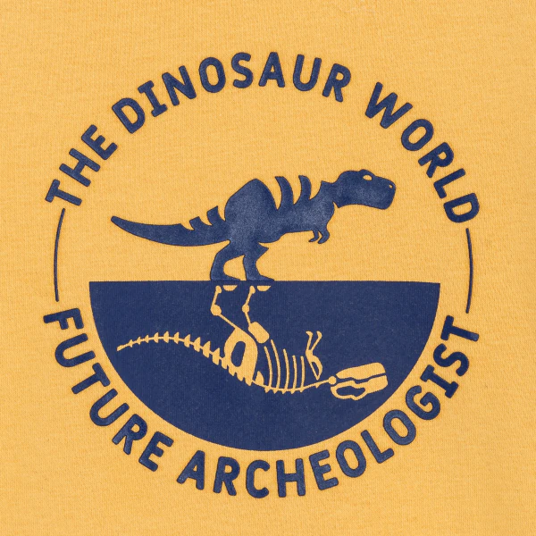 Boy's yellow dinosaur motif sweatshirt