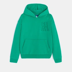 سويت شيرت مزين بطبعة رسالة باللون الأخضر للأولاد