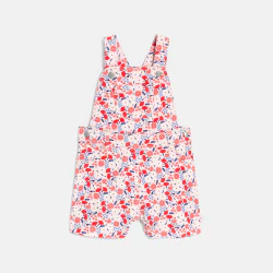 Baby girl's short pink floral overalls