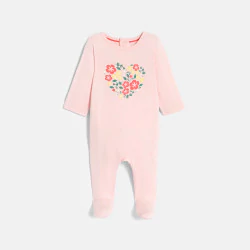 Baby girl's pink floral heart sleepsuit