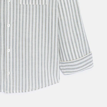 Boy's blue cotton and linen striped shirt