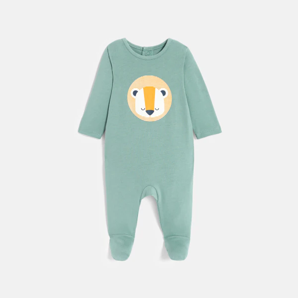 Baby boy's green sleepsuit