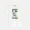 Boy's white slogan T-shirt with short sleeves