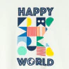 Boy's white slogan T-shirt with short sleeves