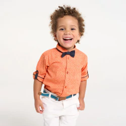 Baby boy's adaptable floral orange shirt
