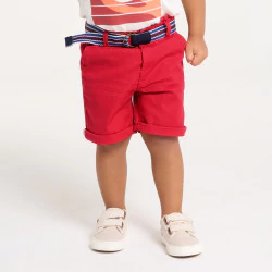 Baby boy's pink textured canvas Bermuda shorts