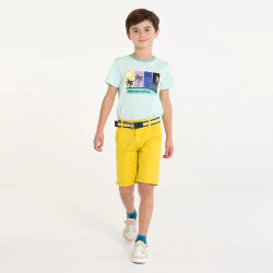 Boy's plain yellow canvas Bermuda shorts