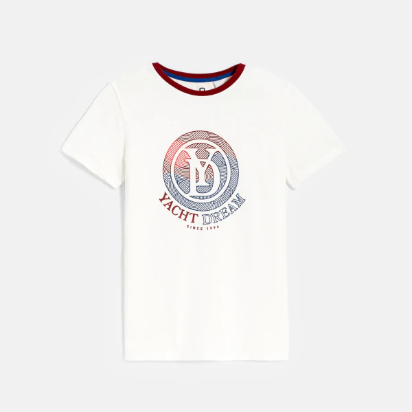 Boy's white short-sleeved T-shirt with motif