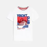 Boy's white patterned T-shirt with short sleeves