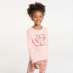 Girl's pink jersey 2-piece pyjamas